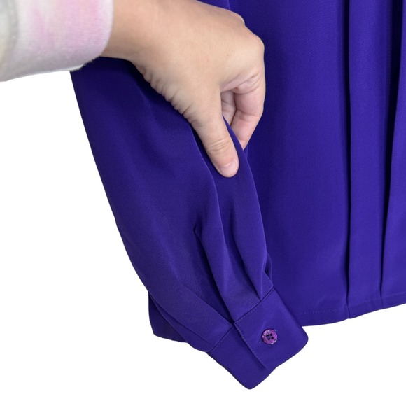 KORET Womens Purple Long Sleeve Button Front Pleated Blouse Top Size 8 8 - Picture 9 of 14